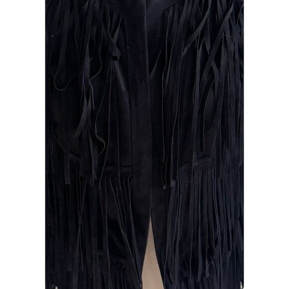 Kensie Small Black Suede Fringe Jacket Polyester - Picture 2 of 10